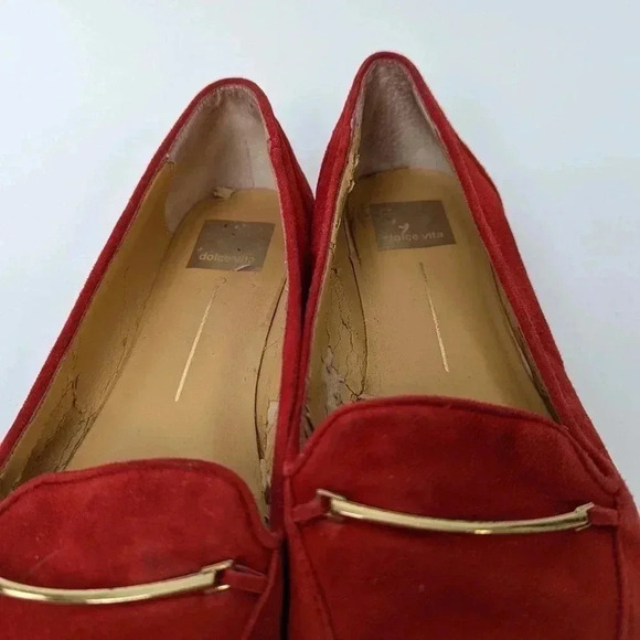 Dolce Vita Red Point Toe Sued Ballet Flats - 7 - Picture 7 of 11